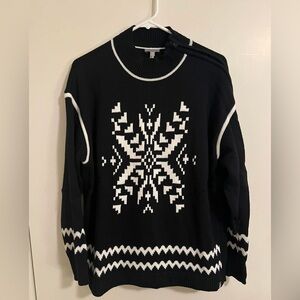 T by Talbots navy cotton sweater with zipper at neck. Size XL Petite.